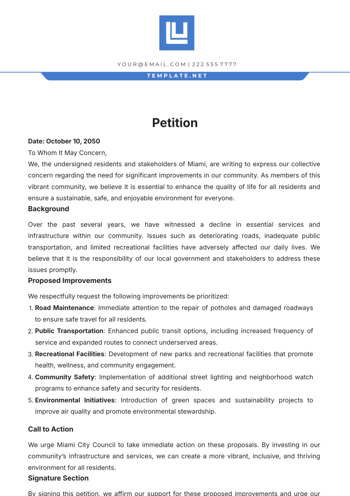 Petition Template - Edit Online & Download