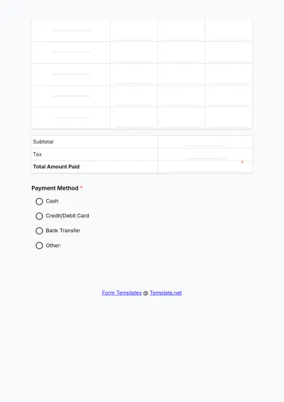 Free Furniture Store Receipt Form Template to Edit Online