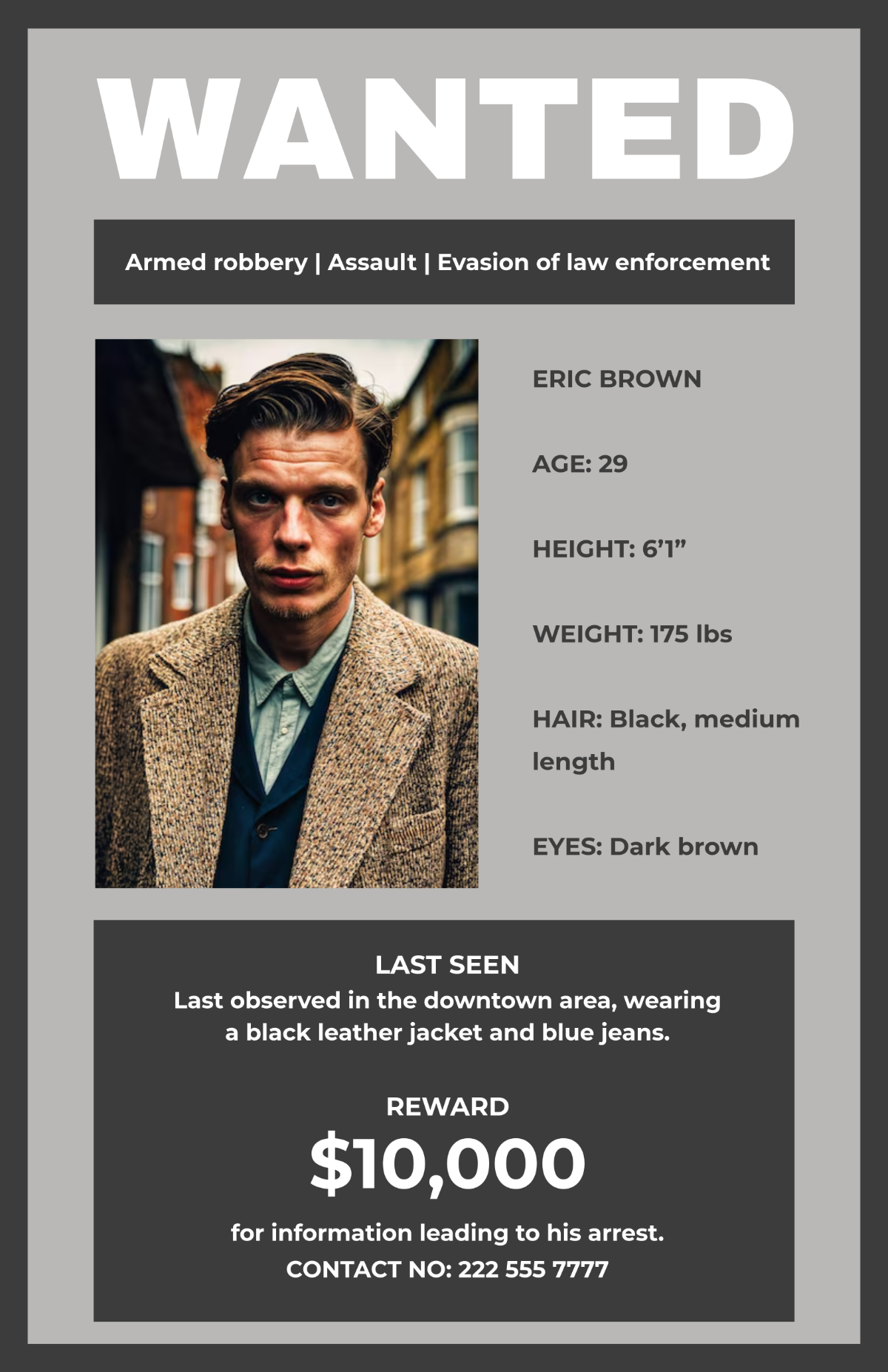 Police Wanted Poster Template - Edit Online & Download