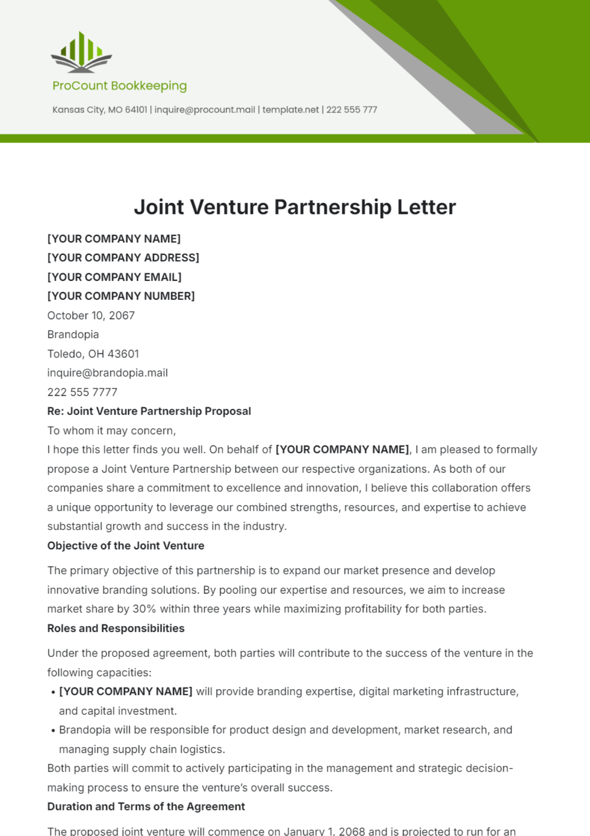 Free Joint Venture Partnership Letter Template To Edit Online Free Joint Venture Partnership Letter Template To Edit Online