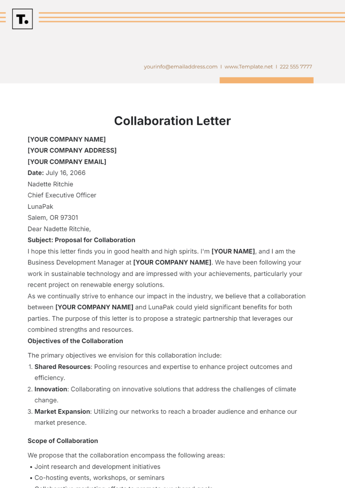 Collaboration Letter Template - Edit Online & Download