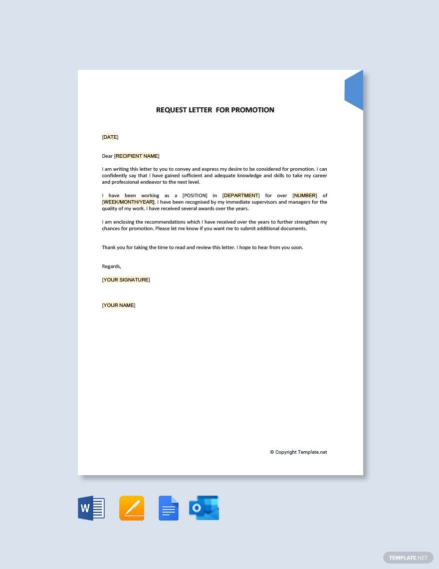 Request Letter For Promotion In Word Pages Google Docs PDF 