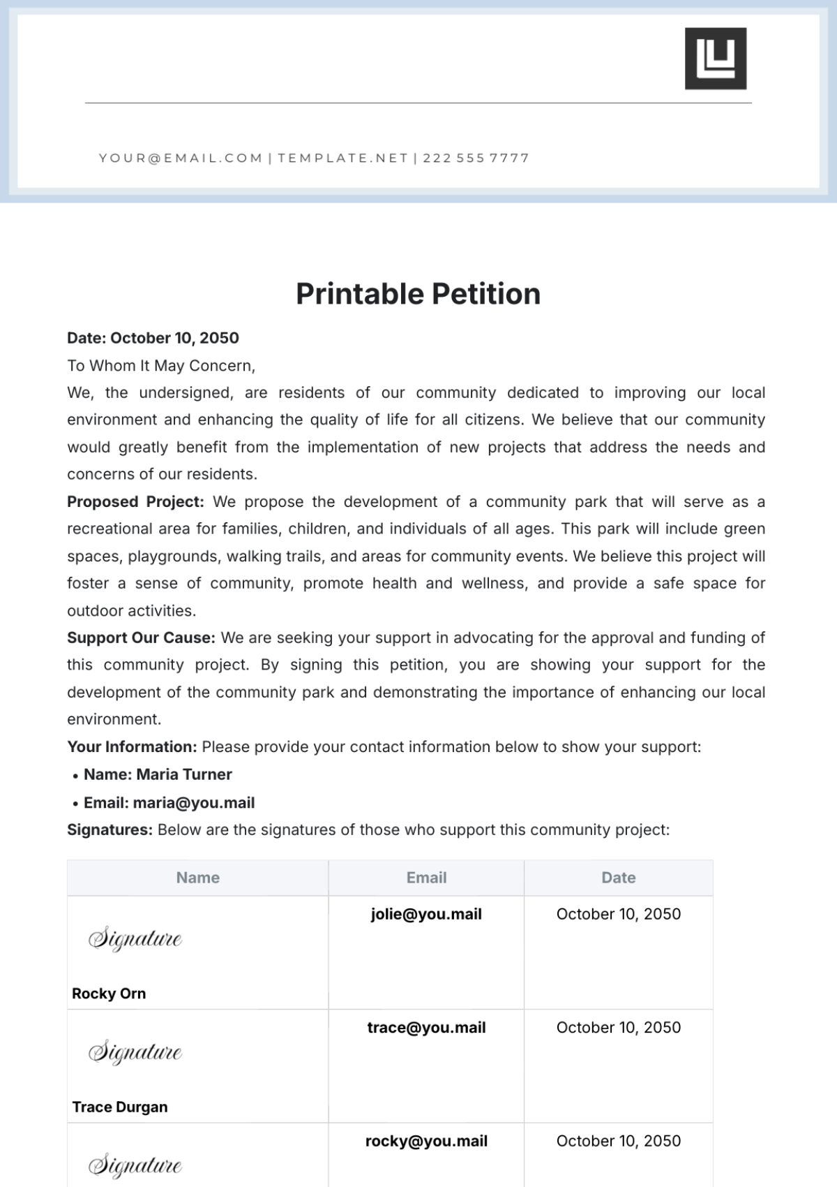 Printable Petition Template - Edit Online & Download