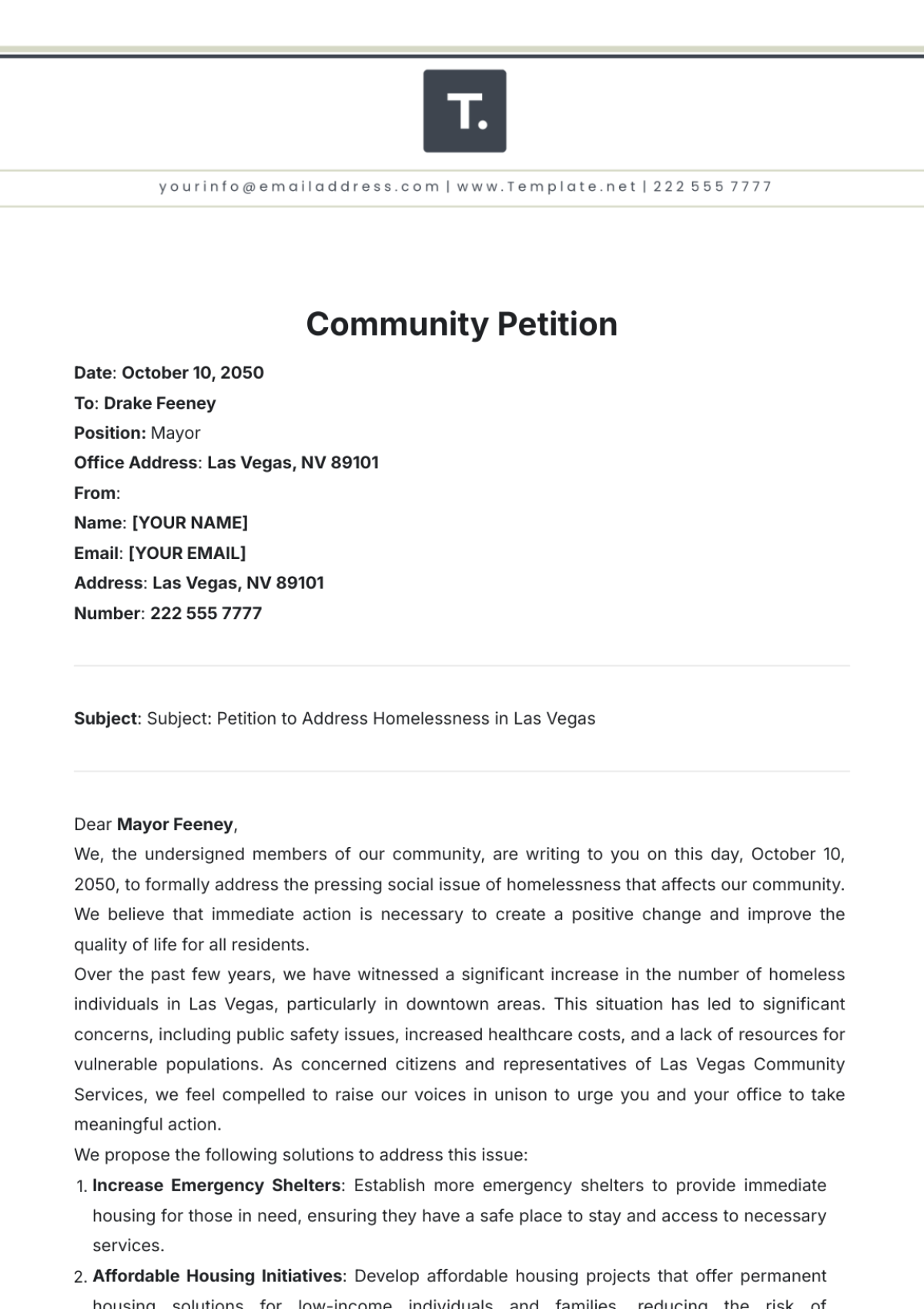 Community Petition Template - Edit Online & Download