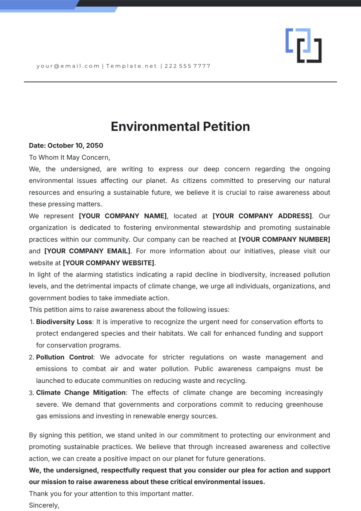 Environmental Petition Template - Edit Online & Download