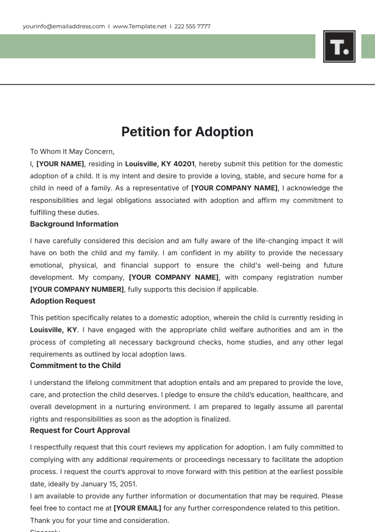 Petition for Adoption Template - Edit Online & Download