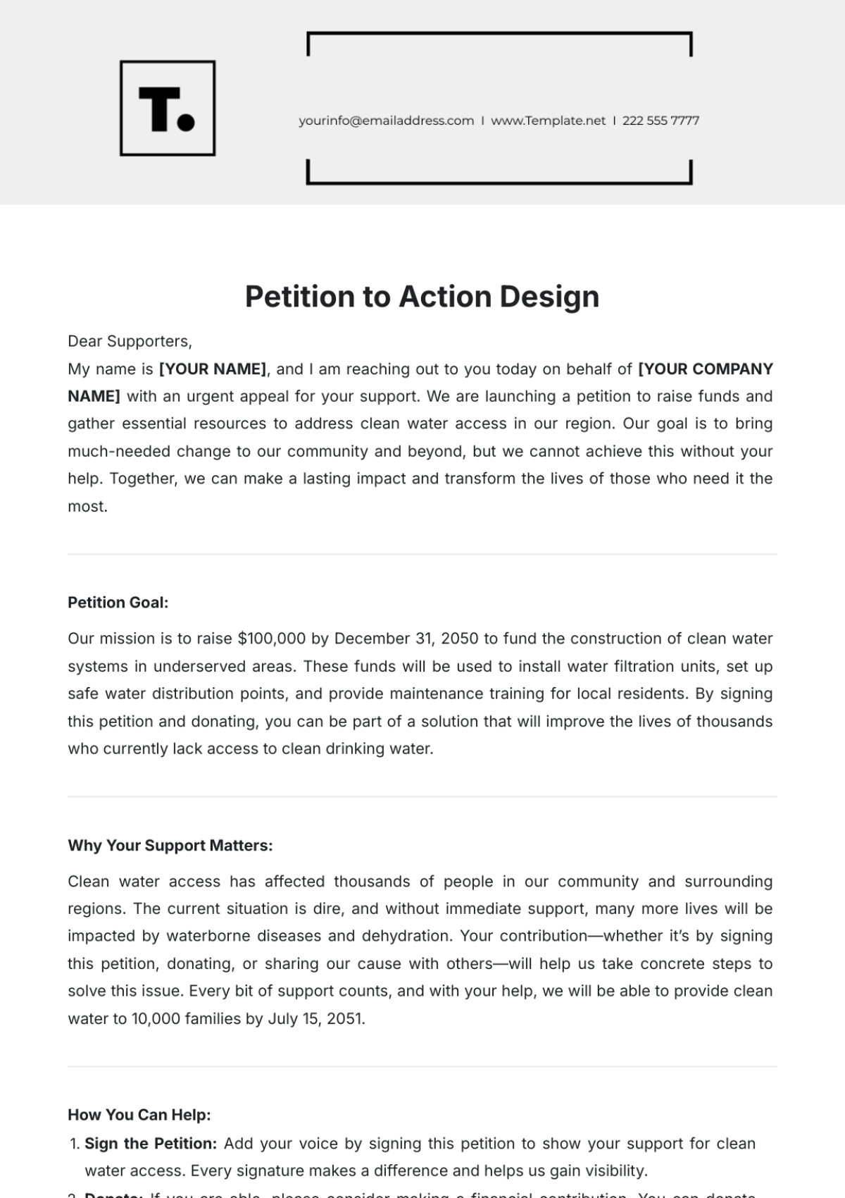 Petition to Action Design Template | Template.net