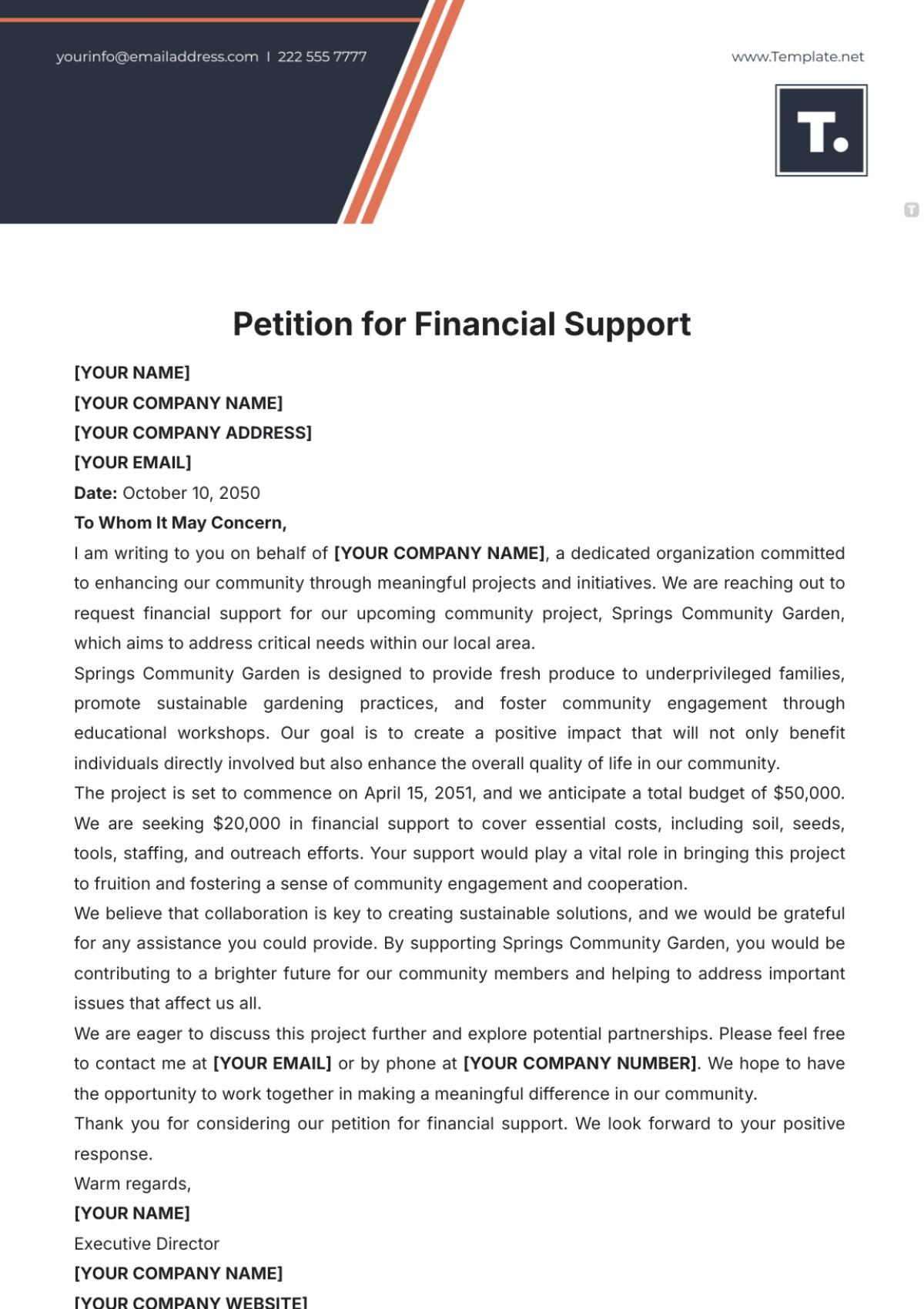 Petition for Financial Support Template - Edit Online & Download