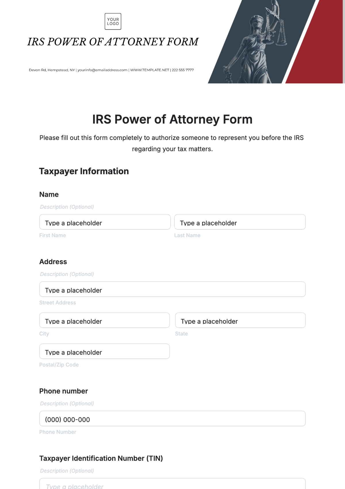 IRS Power of Attorney Form Template - Edit Online & Download