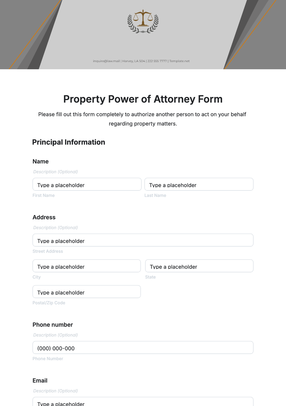 Property Power of Attorney Form Template - Edit Online & Download