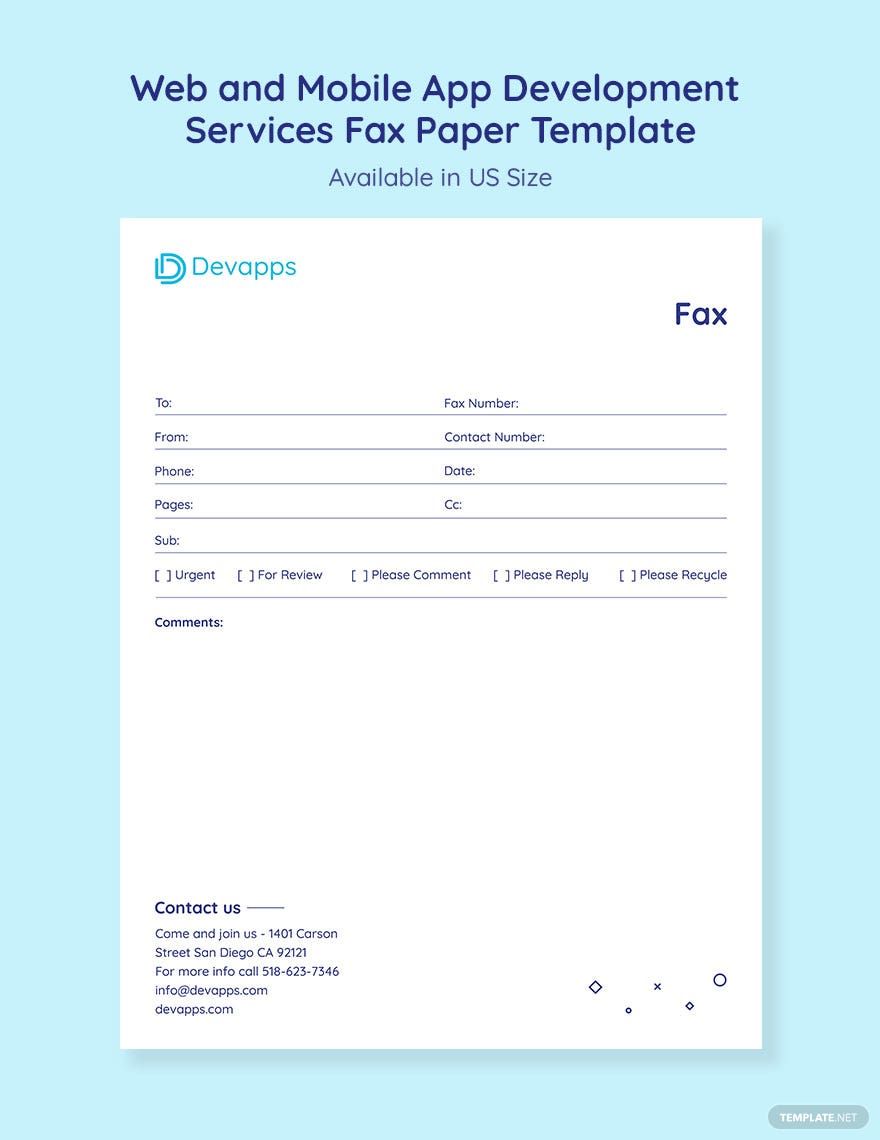 Web and Mobile App Development Services Fax Paper Template