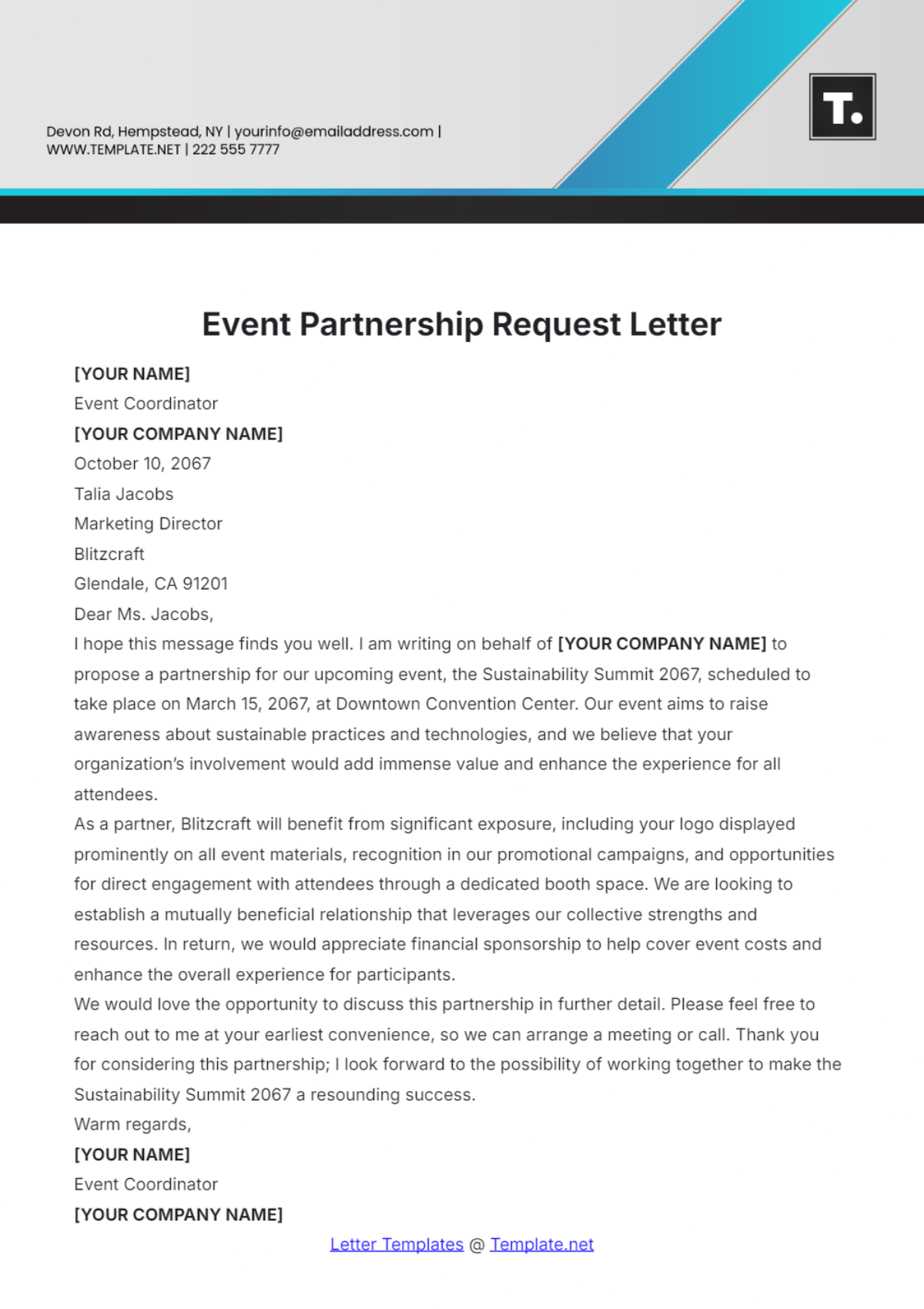 Event Partnership Request Letter Template - Edit Online & Download