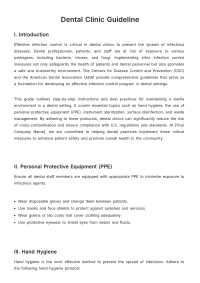 Free Dental Clinic Guideline Template to Edit Online