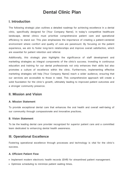 Free Dental Clinic Plan Template to Edit Online