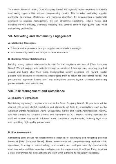 Free Dental Clinic Plan Template to Edit Online