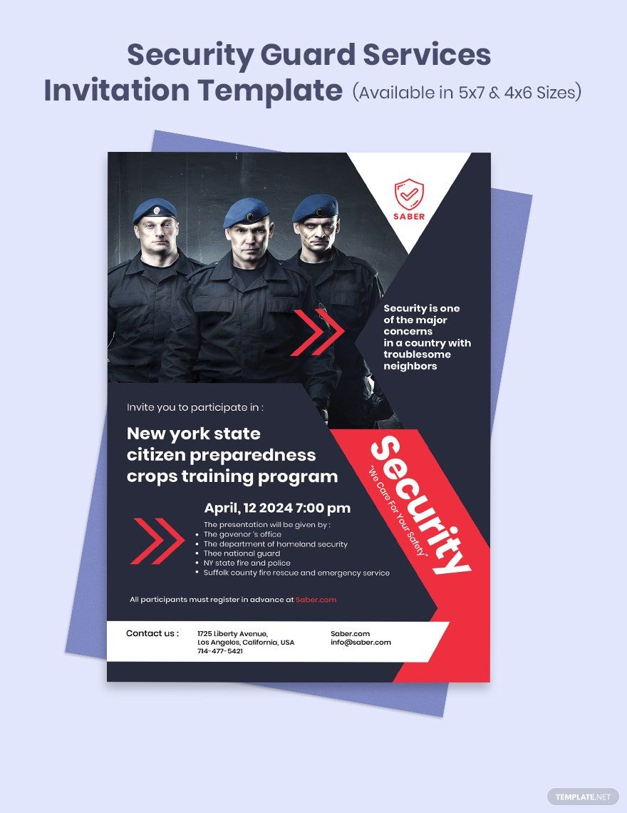 Free Security Guard Services Invitation Template