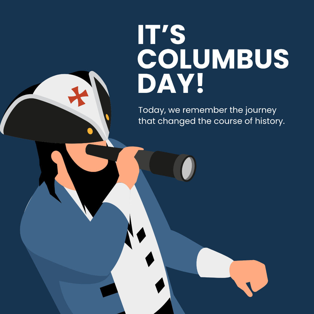 White and Blue Columbus Day Instagram Post Template - Edit Online & Download