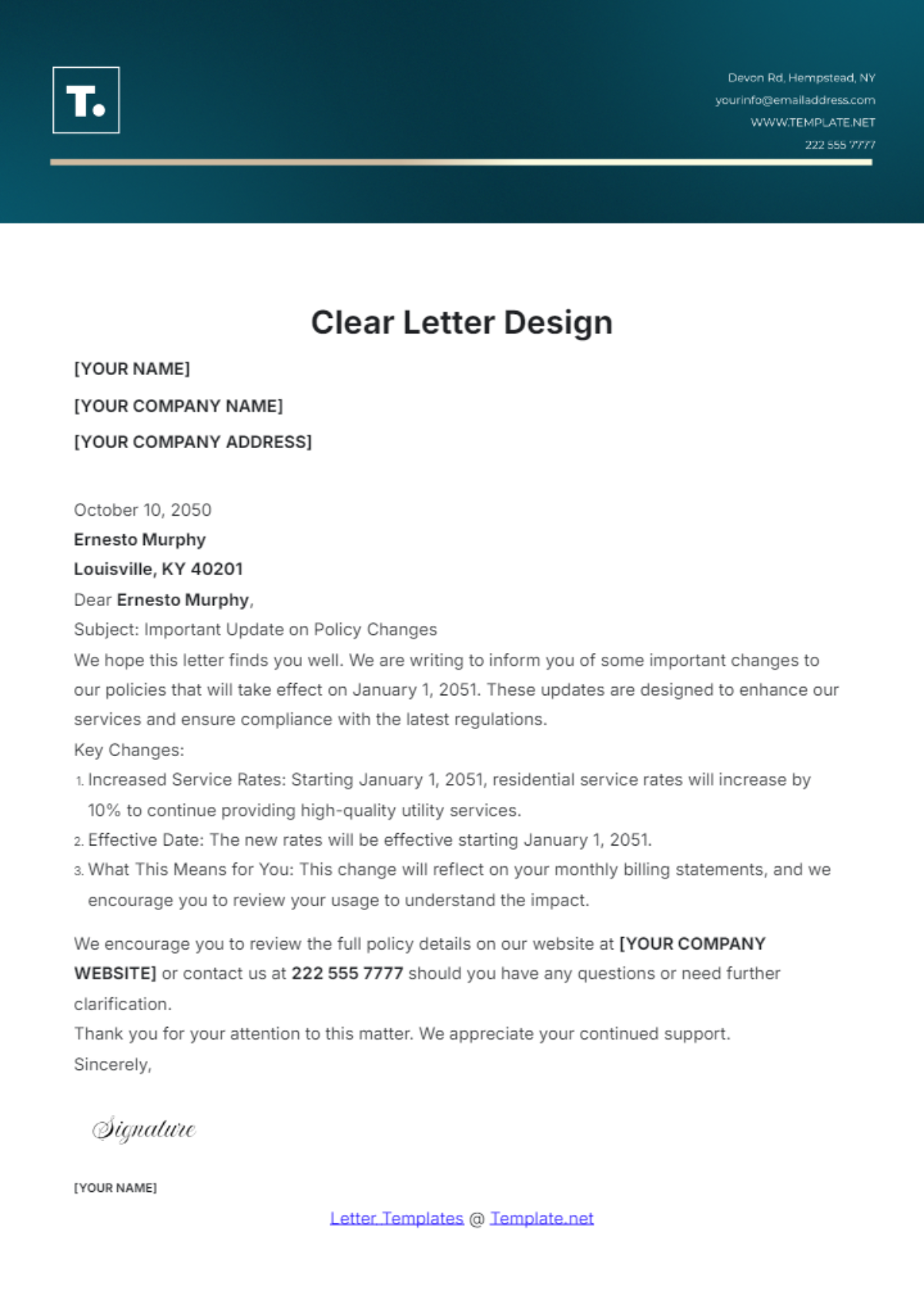 Clear Letter Design Template - Edit Online & Download