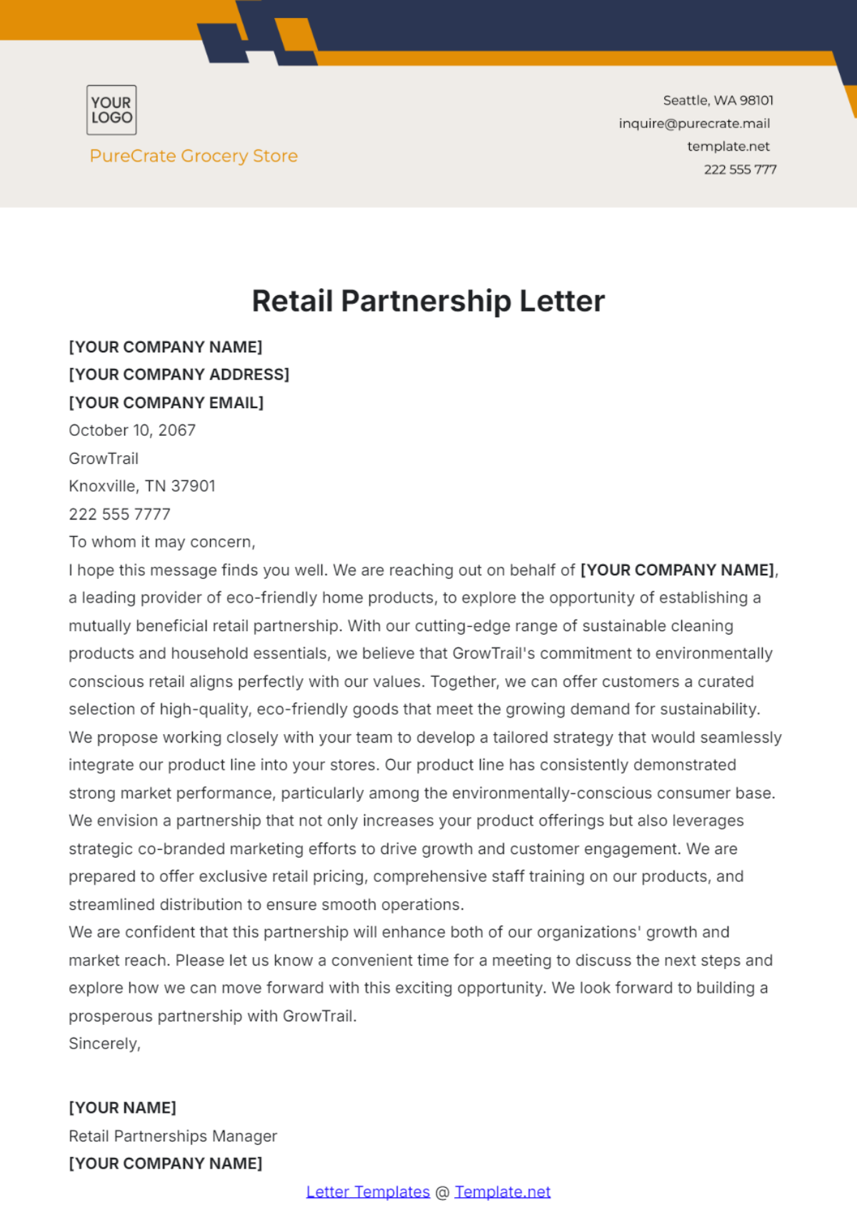 Retail Partnership Letter Template - Edit Online & Download