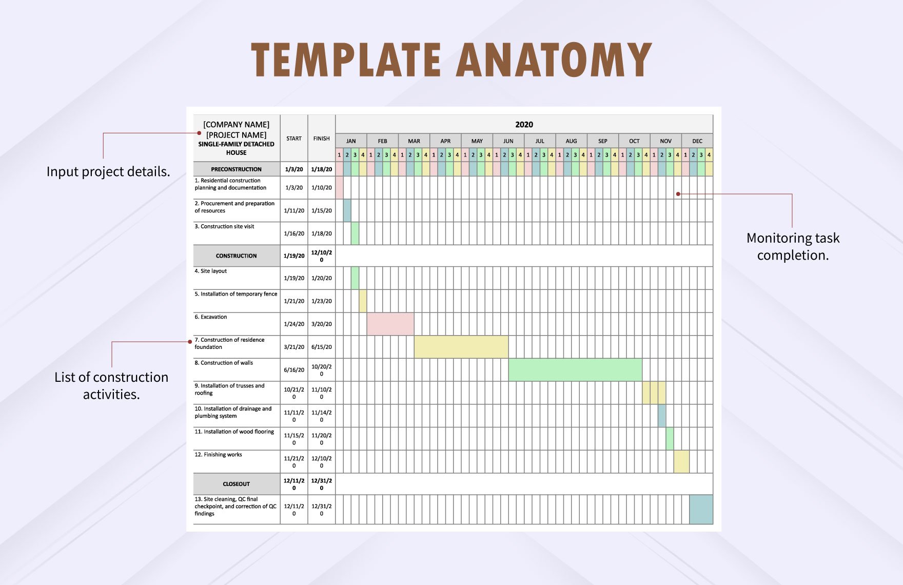Residential Construction Project Schedule Template