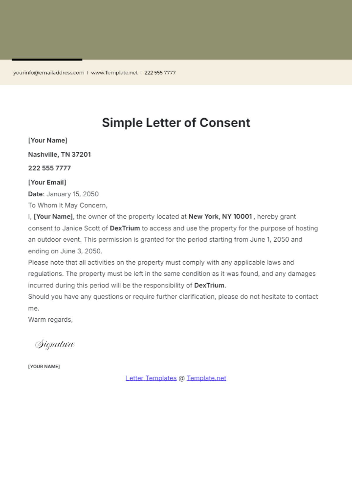 Simple Letter of Consent Template - Edit Online & Download