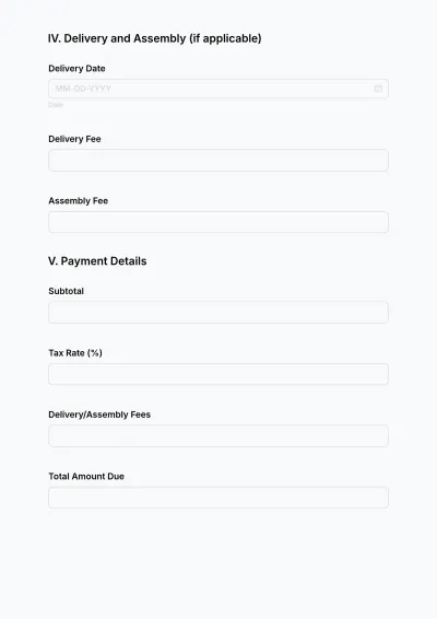 Free Furniture Store Invoice Form Template to Edit Online