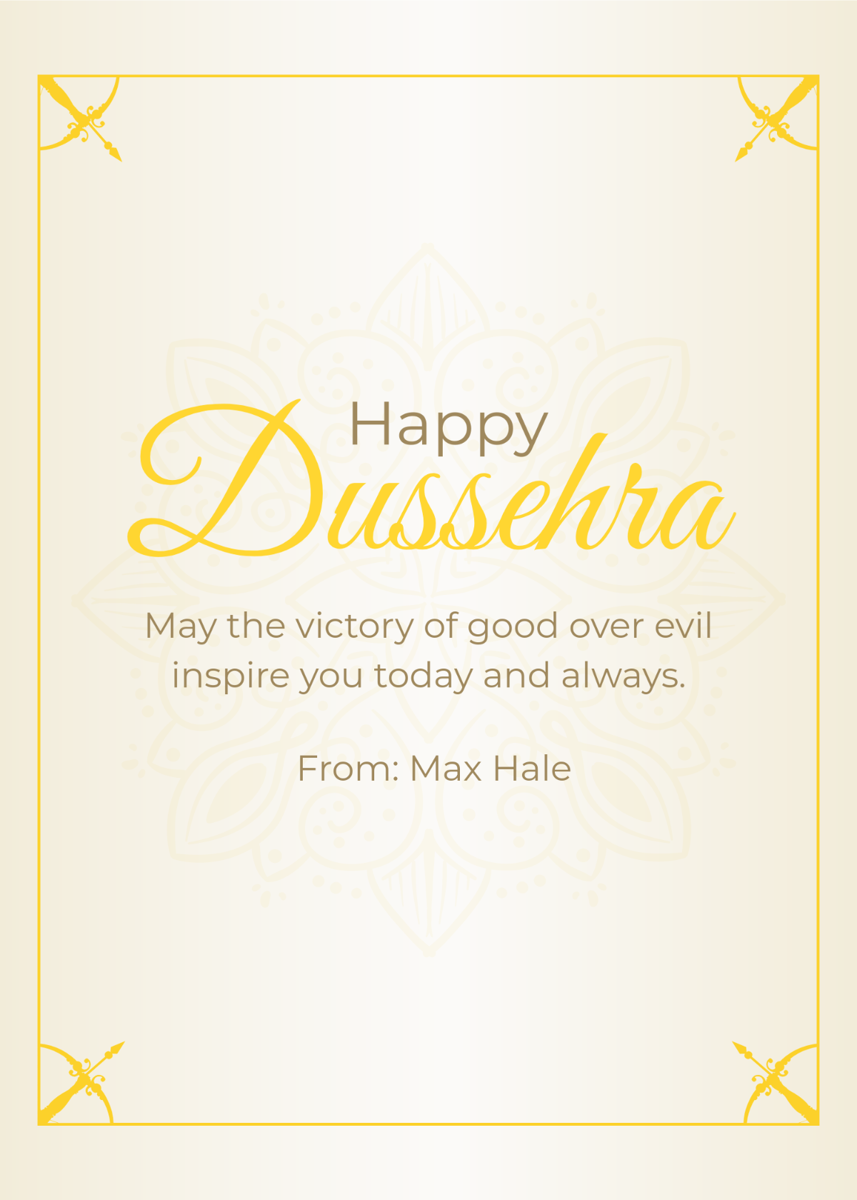 White and Gold Minimal Dussehra Greeting