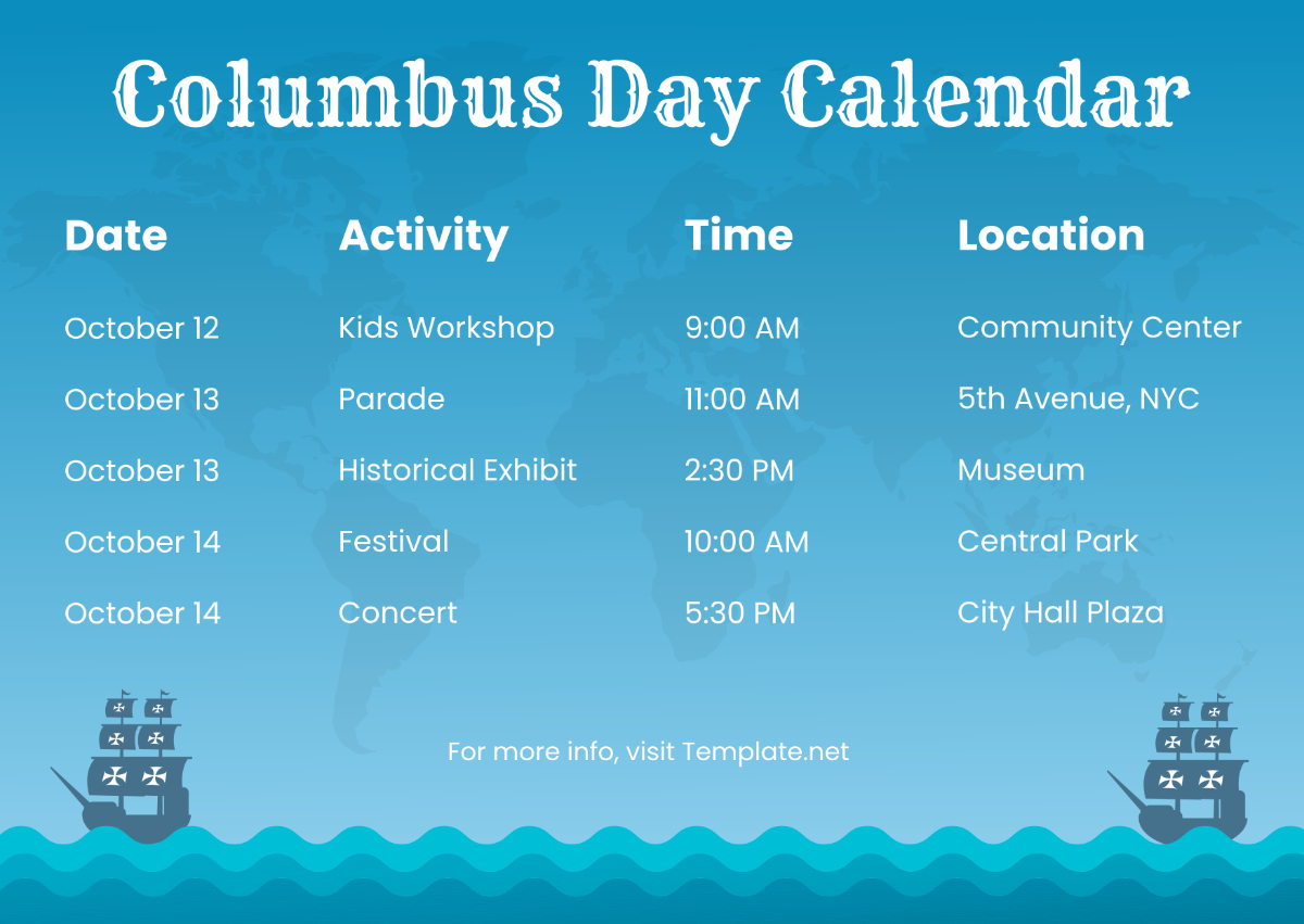 Columbus Day 2025 Calendar Template Nell Tarrah