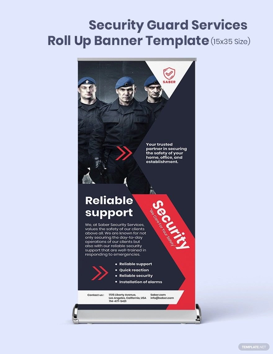 Security Guard Services Roll Up Banner Template in Illustrator, PSD, Apple Pages, InDesign