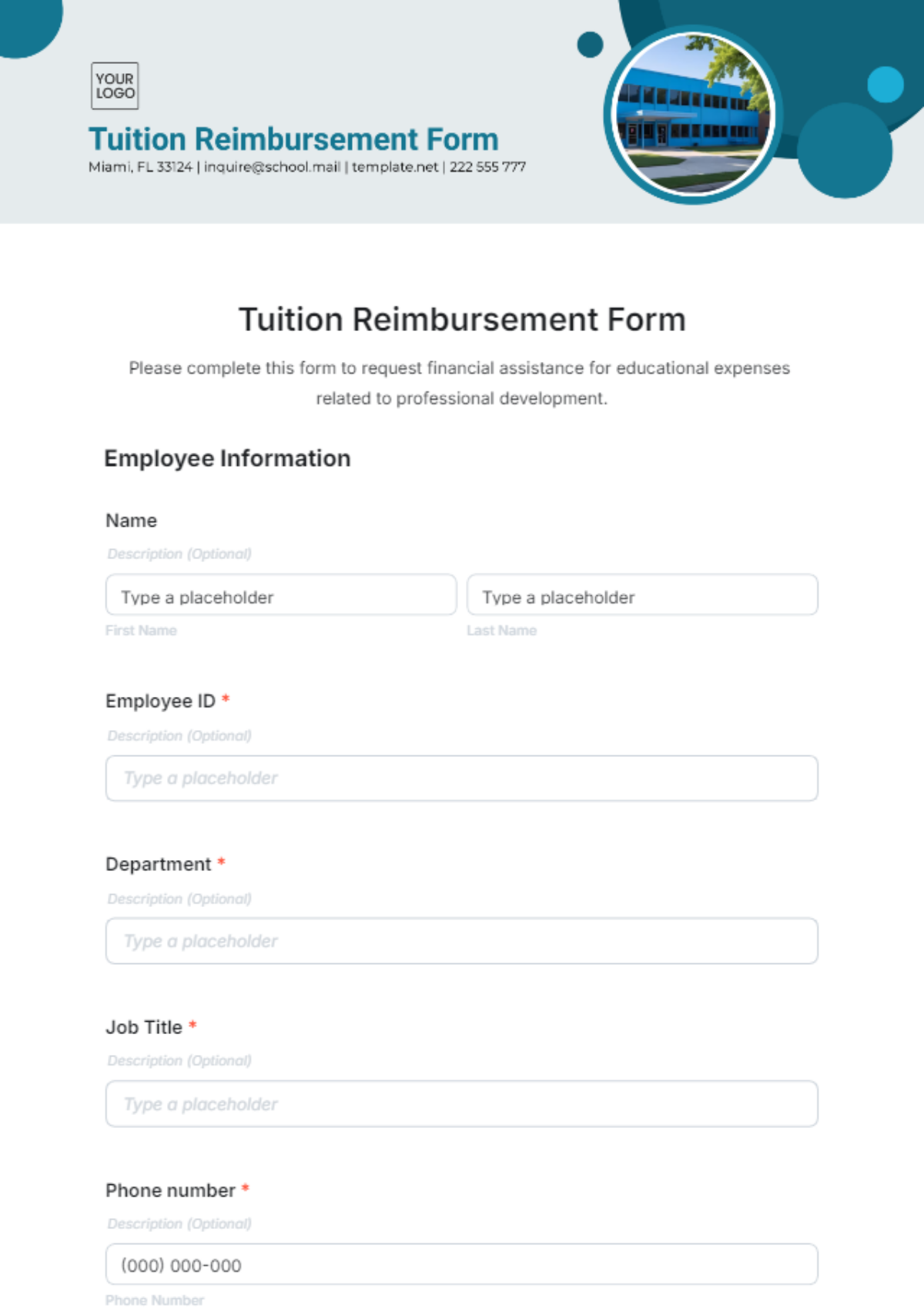 Tuition Reimbursement Form Template - Edit Online & Download