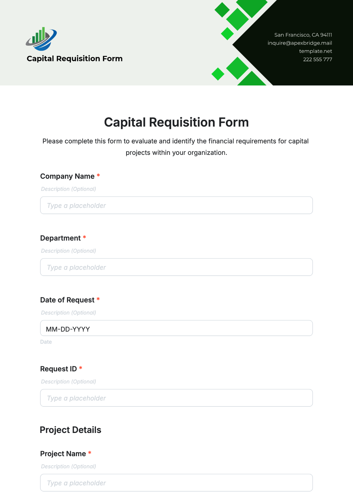 Capital Requisition Form Template - Edit Online & Download