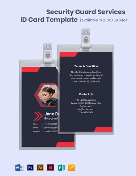 Security Guard Services ID Card Template
