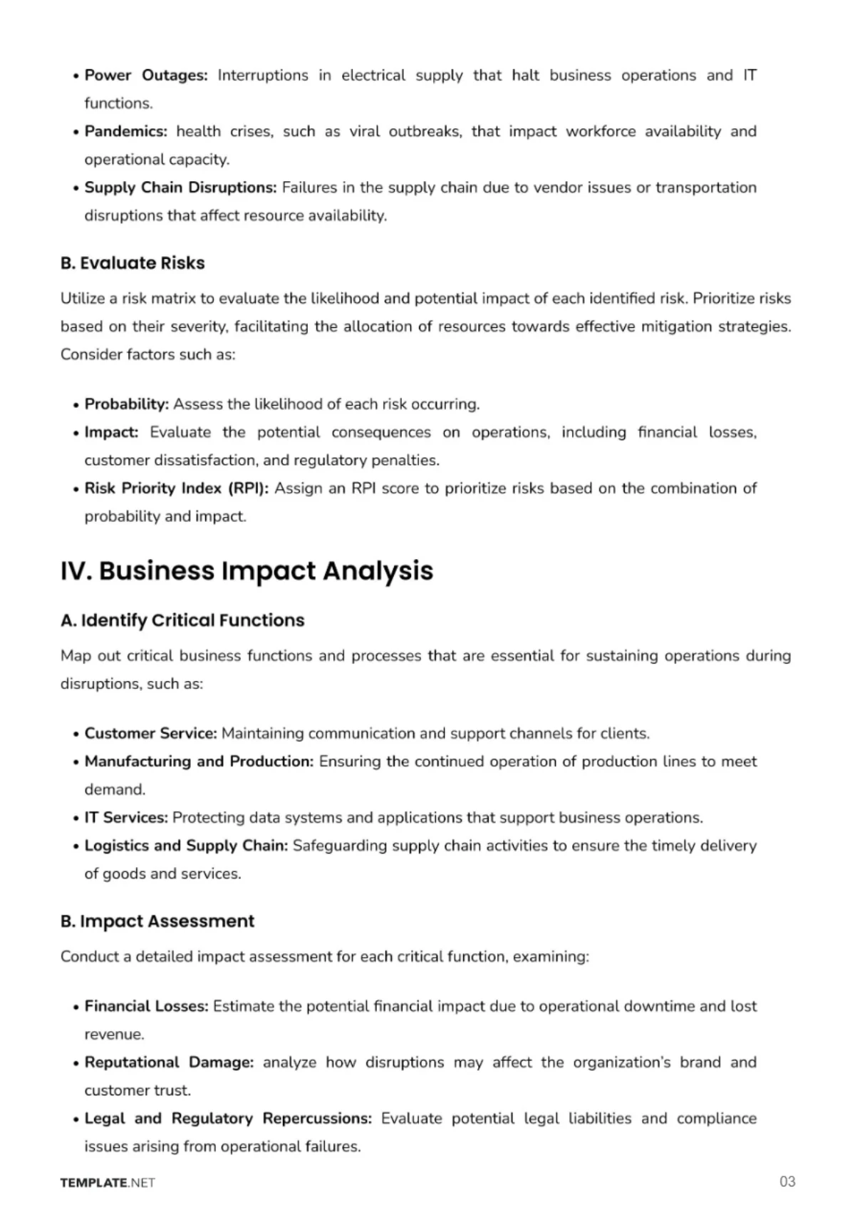 Free Business Continuity Security Plan Template to Edit Online