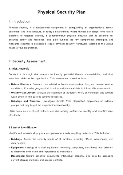 Free Physical Security Plan Template to Edit Online