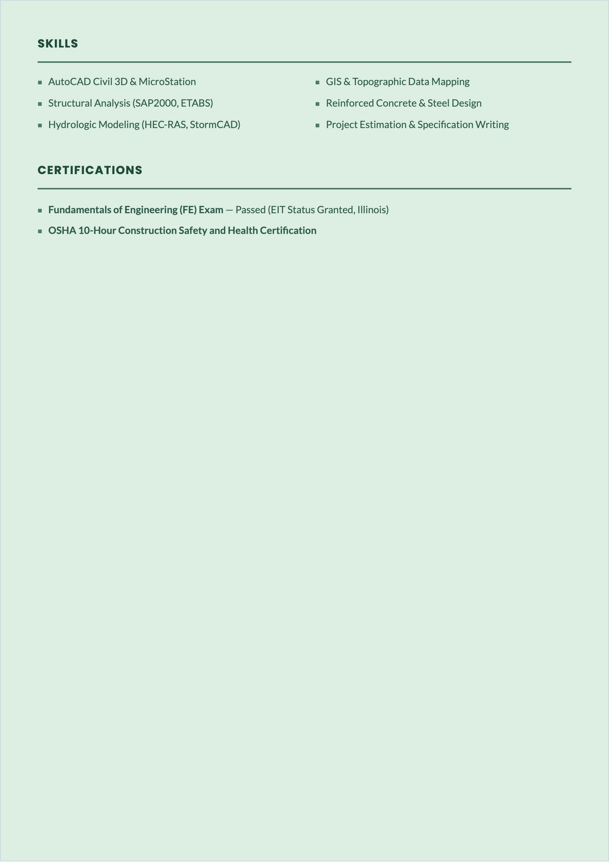 Free New Graduate Format Civil Engineer ATS Resume Template