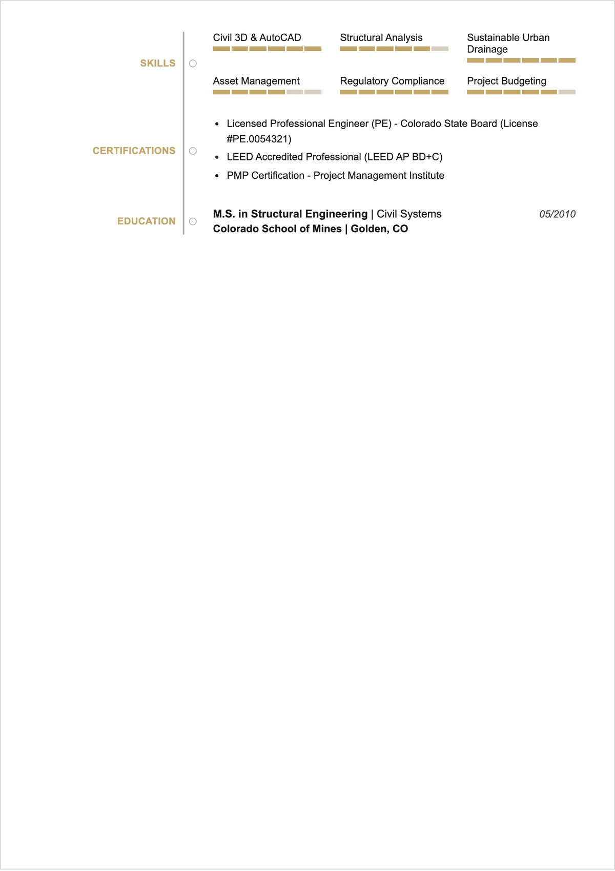 Free Civil Engineering Consultant ATS Resume Template