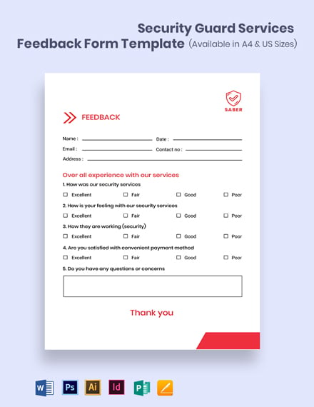 Security Guard Services Feedback Form Template