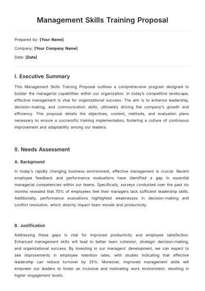 Free Management Skills Training Proposal Template to Edit Online