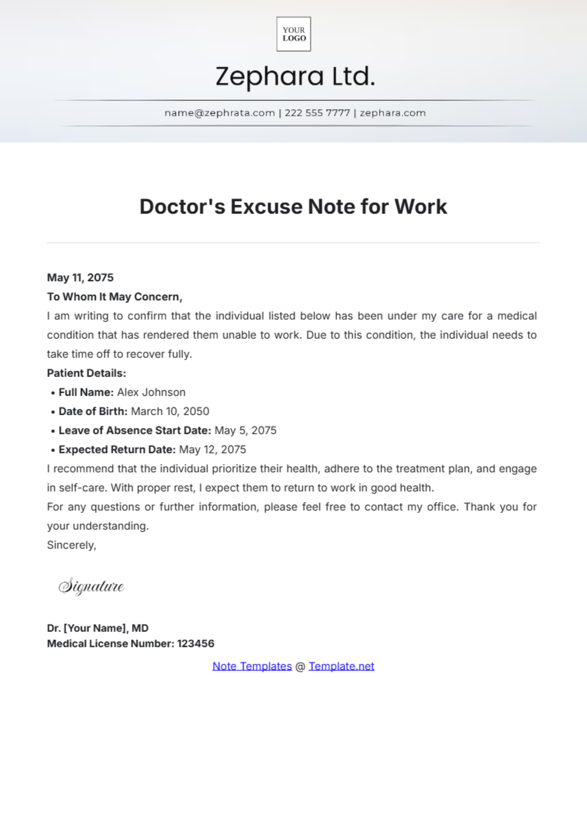 Free Printable School Absence Excuse Note Template to Edit Online