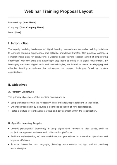 Free Webinar Training Proposal Layout Template to Edit Online