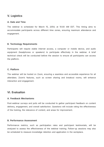 Free Webinar Training Proposal Layout Template to Edit Online