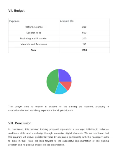 Free Webinar Training Proposal Layout Template to Edit Online