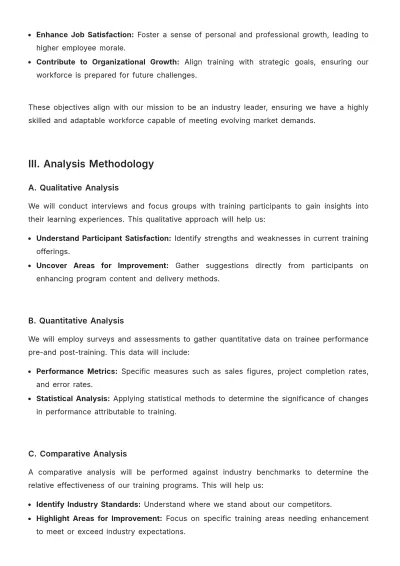 Free Blank Training Effectiveness Analysis Proposal Template to Edit Online