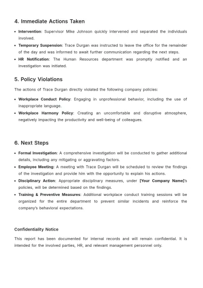 Free Employee Misconduct Report Template to Edit Online