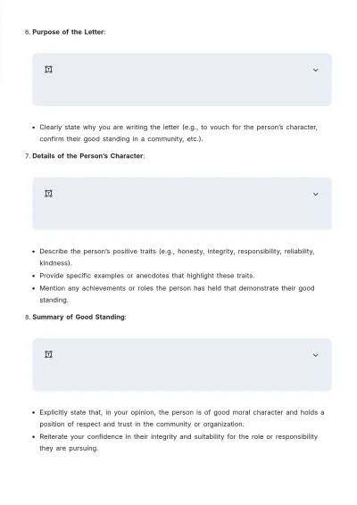 Free Character Letter of Good Standing Outline Template to Edit Online