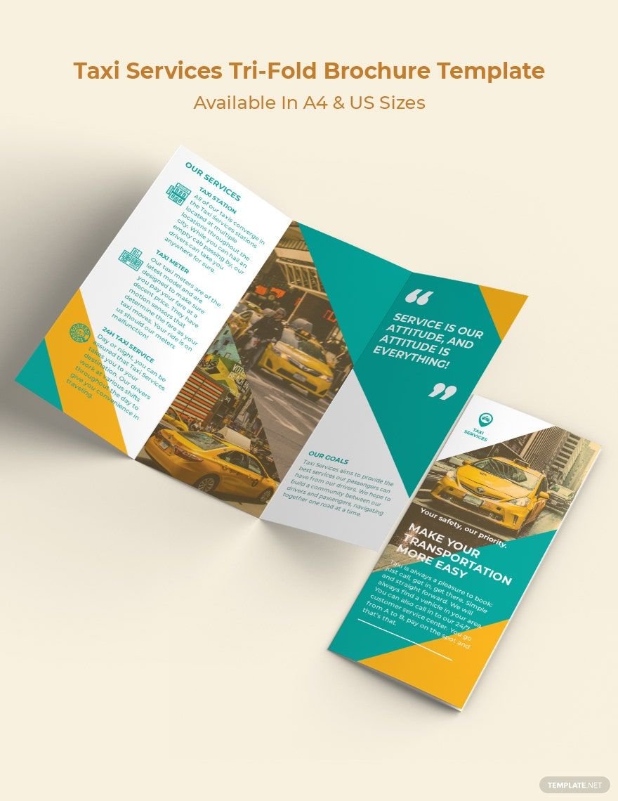 Free Taxi Services Tri-fold Brochure Template