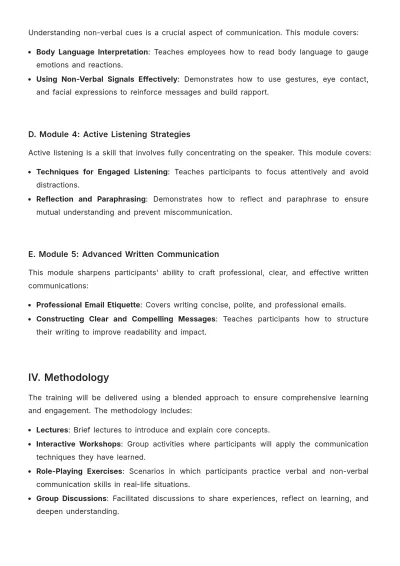 Free Communication Training Proposal Template to Edit Online