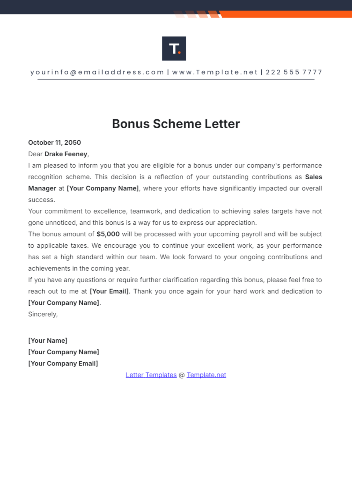 Free Bonus Scheme Letter Template - Edit Online & Download | Template.net