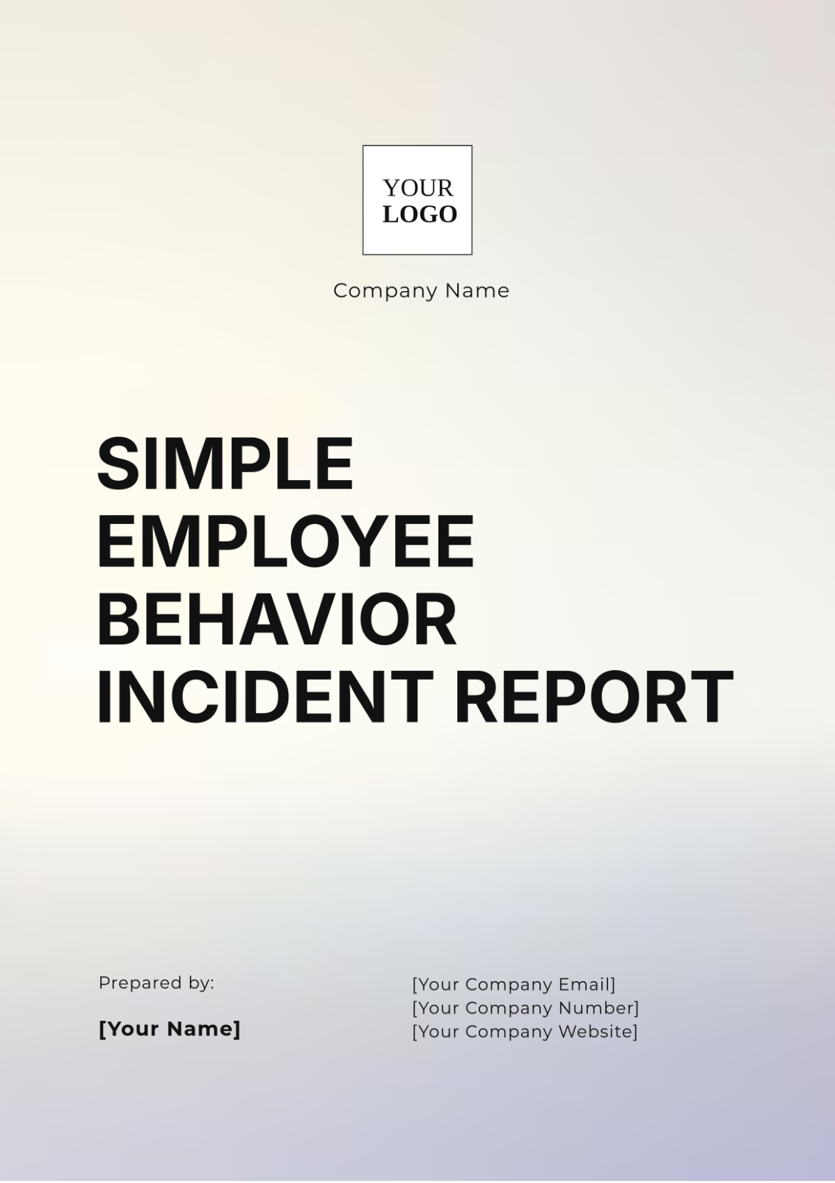 Simple Employee Behavior Incident Report Template - Edit Online & Download