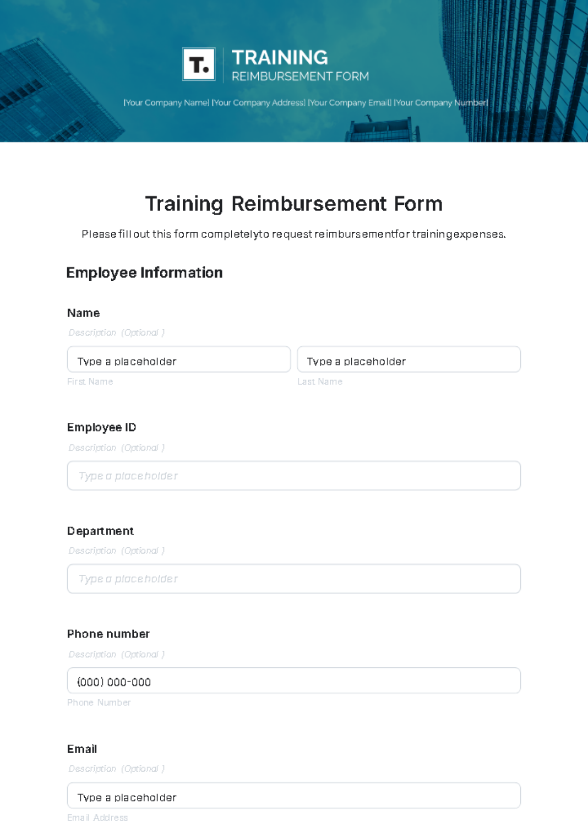 Training Reimbursement Form Template - Edit Online & Download